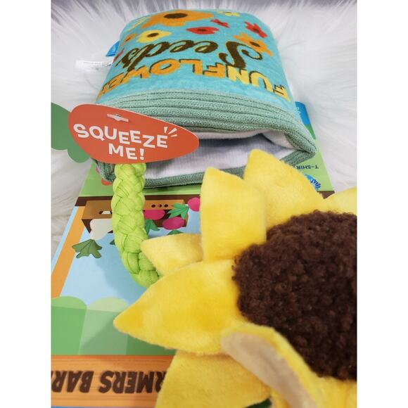 Bark Box Farmers Barket Market Funflower Seed Dog Squeak Chew Toy XS-M Sunflower - Picture 3 of 5